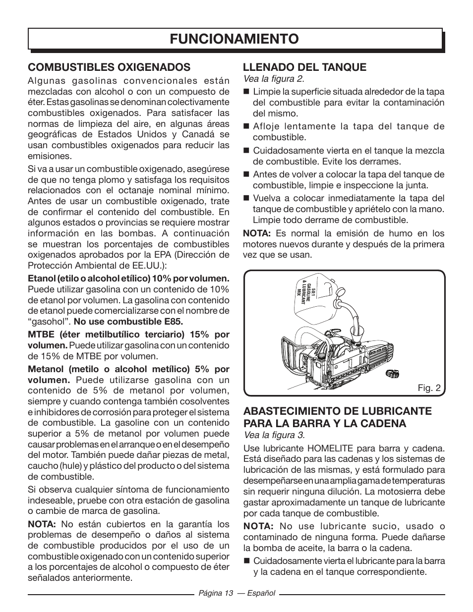 Funcionamiento | Homelite UT10585 User Manual | Page 93 / 124