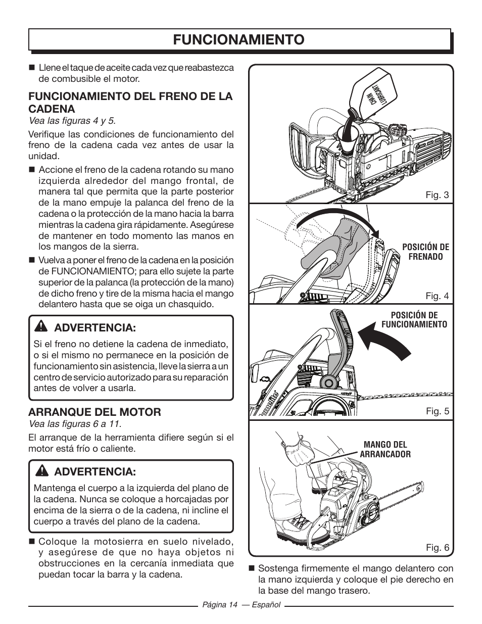 Funcionamiento | Homelite UT10585 User Manual | Page 94 / 124