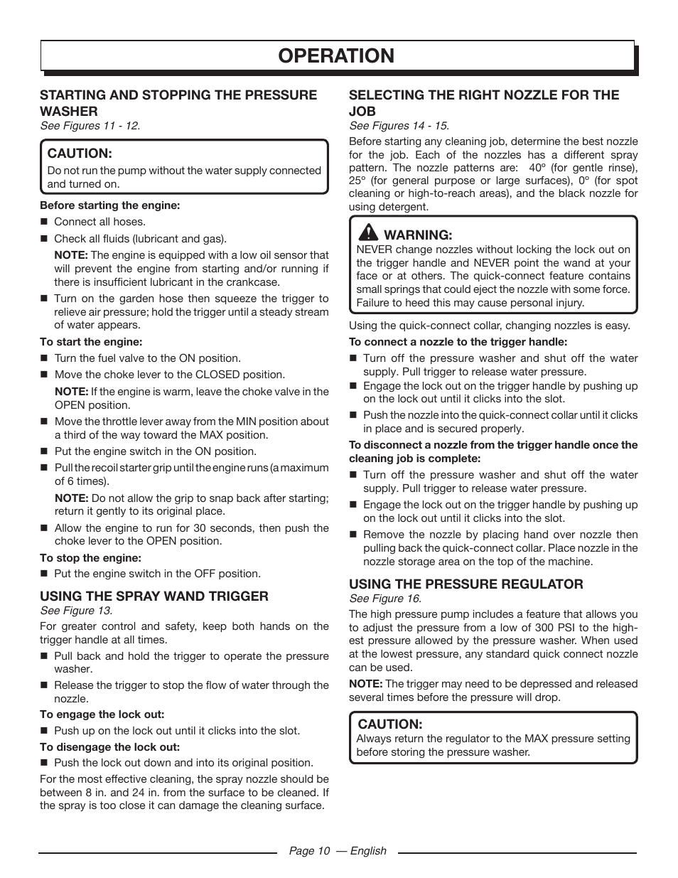 Operation | Homelite HL80923 User Manual | Page 14 / 48