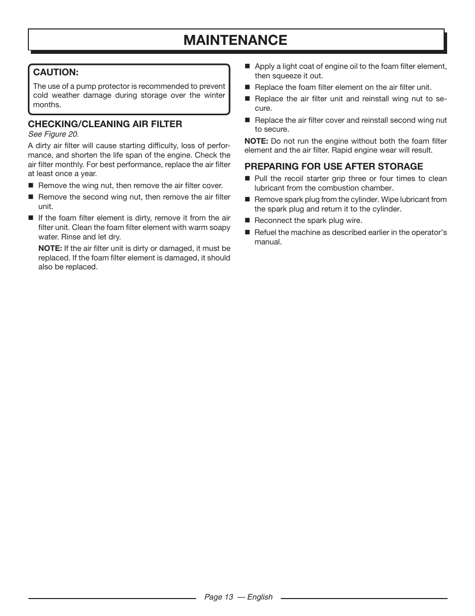 Maintenance | Homelite HL80923 User Manual | Page 17 / 48