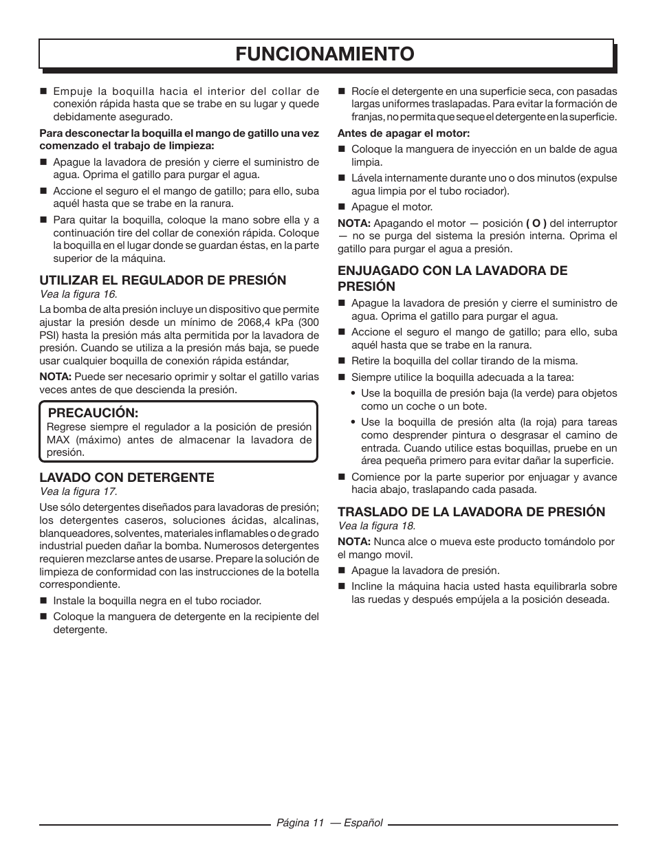 Funcionamiento | Homelite HL80923 User Manual | Page 41 / 48
