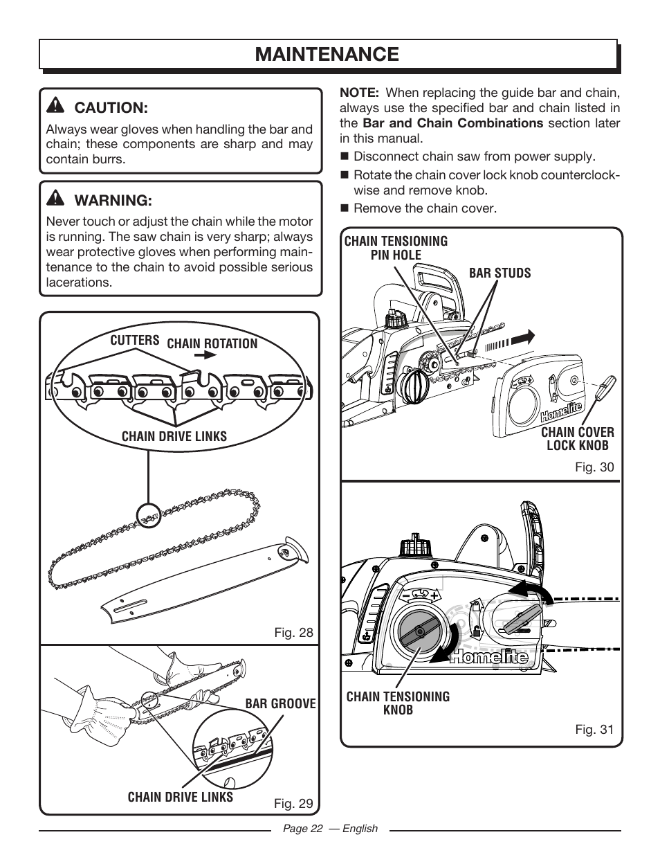 Maintenance | Homelite UT43122 User Manual | Page 22 / 88