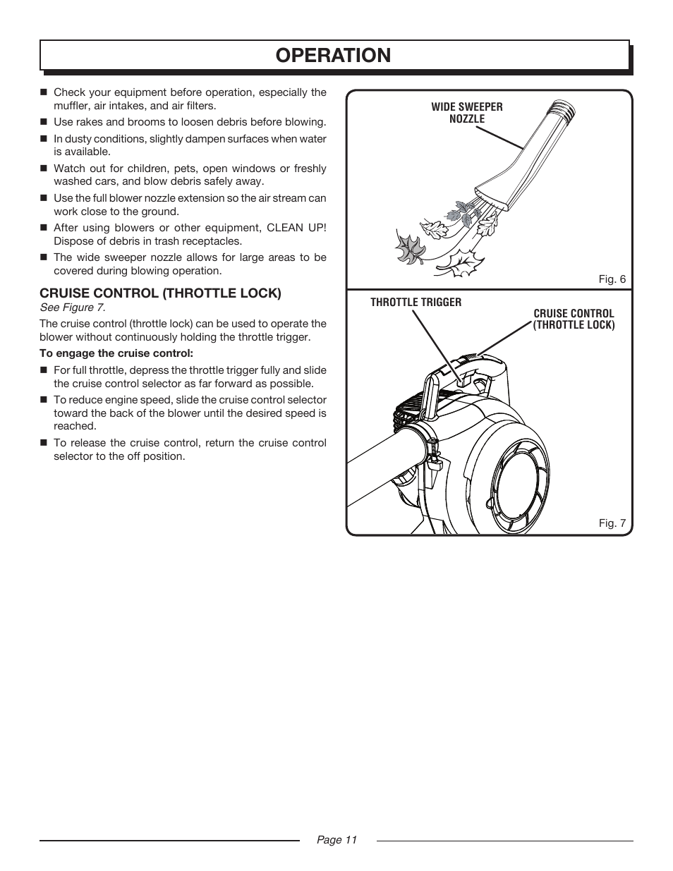 Operation | Homelite YARD BROOM II UT08514 User Manual | Page 11 / 18