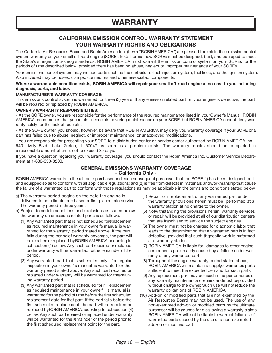 Warranty | Homelite UT80709 User Manual | Page 24 / 66