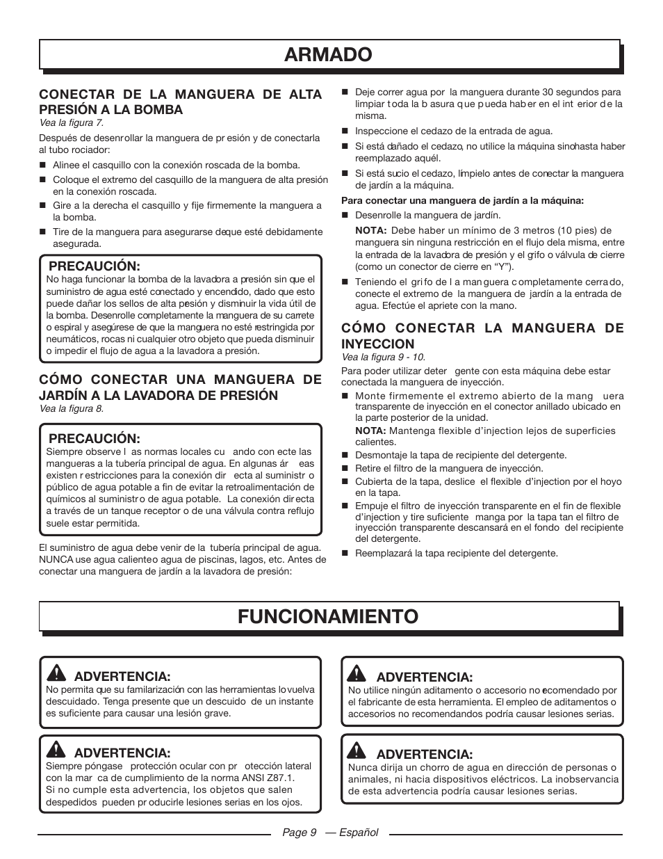 Armado, Funcionamiento | Homelite UT80709 User Manual | Page 53 / 66