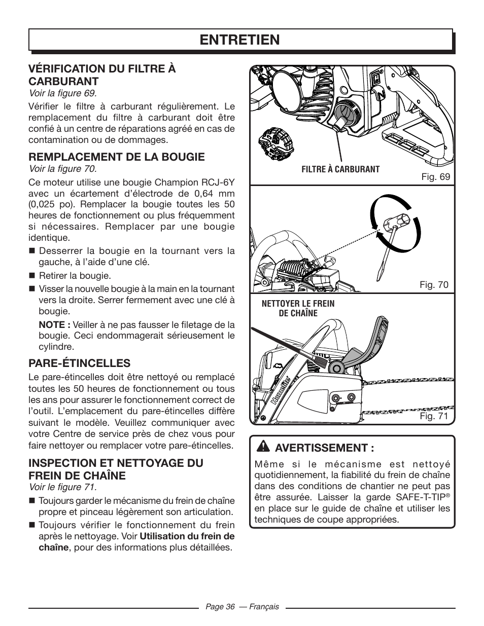 Entretien | Homelite UT10548 User Manual | Page 75 / 120