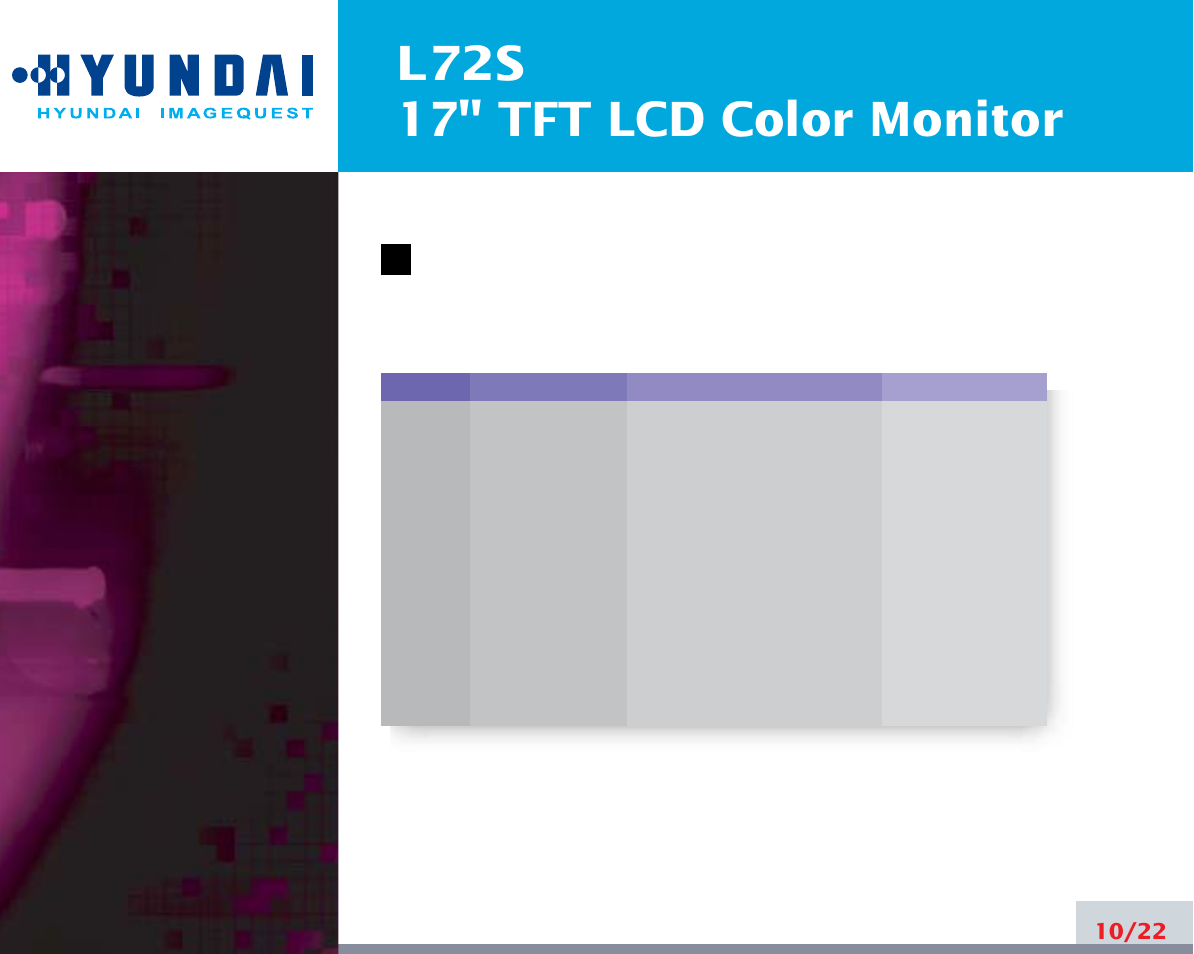 L72s 17" tft lcd color monitor | Hyundai L72S User Manual | Page 14 / 26