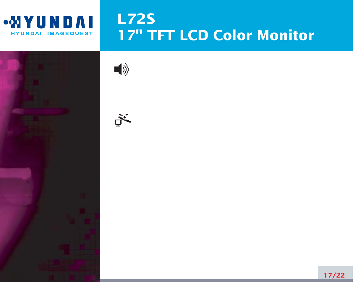 L72s 17" tft lcd color monitor | Hyundai L72S User Manual | Page 21 / 26