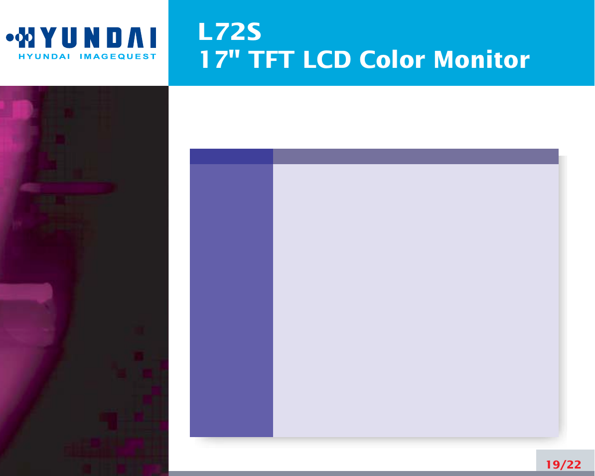 L72s 17" tft lcd color monitor | Hyundai L72S User Manual | Page 23 / 26