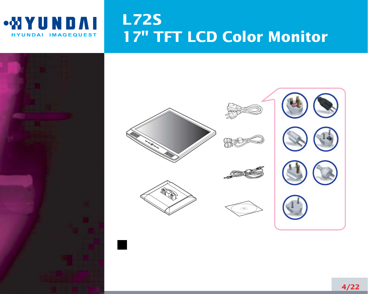L72s 17" tft lcd color monitor | Hyundai L72S User Manual | Page 8 / 26