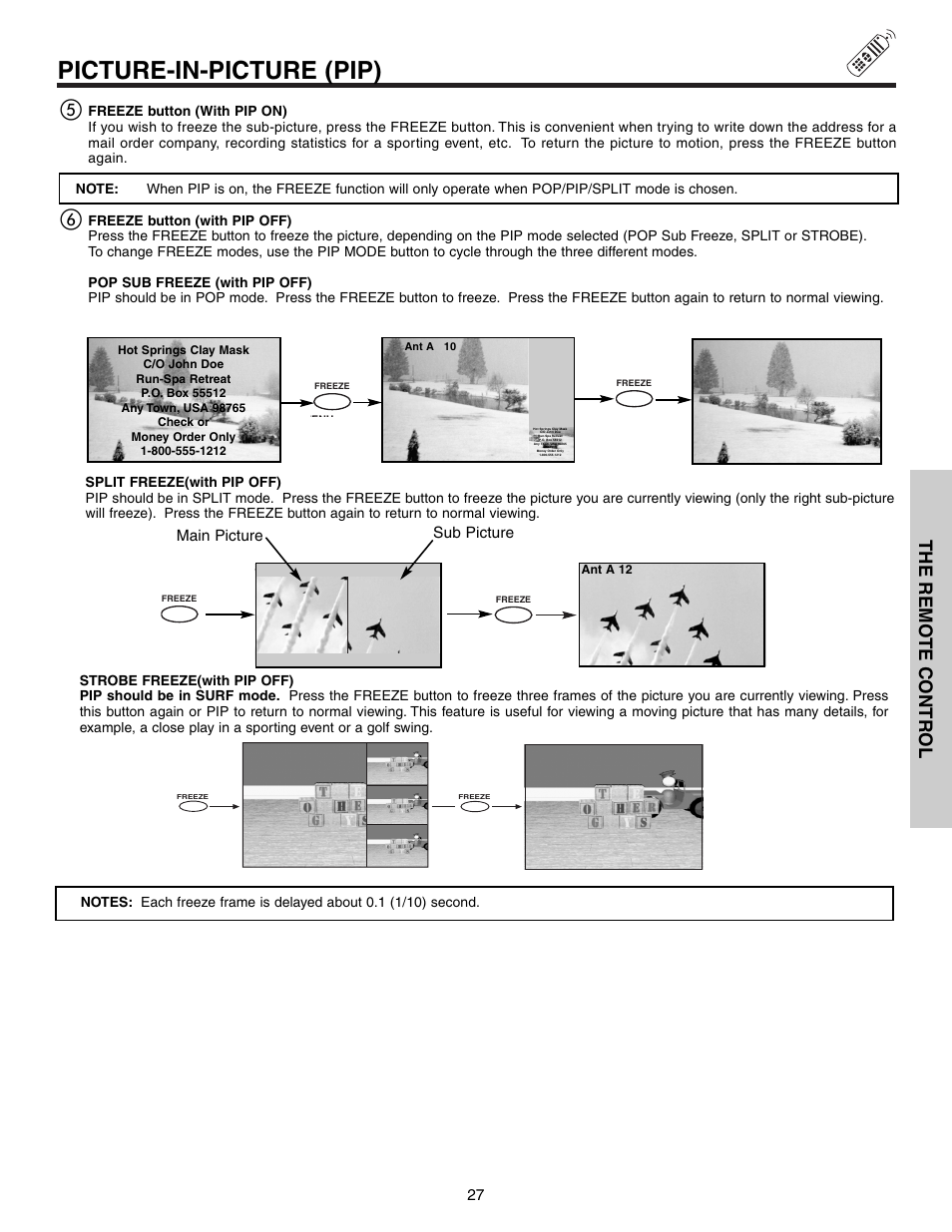 Picture-in-picture (pip), The remo te contr ol | Hitachi 51G500S User Manual | Page 27 / 72
