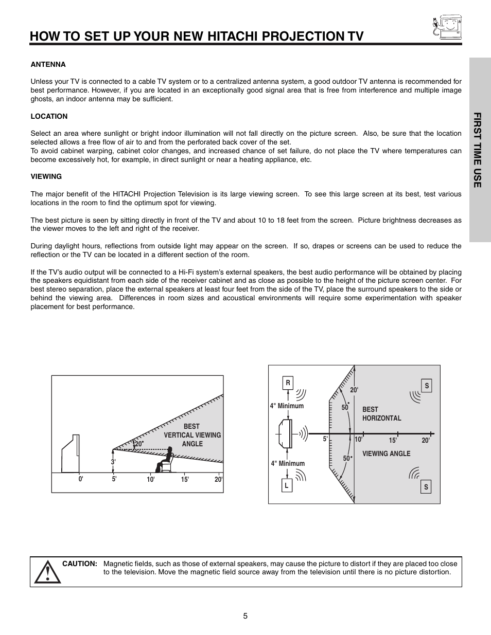 How to set up your new hitachi projection tv | Hitachi 51G500S User Manual | Page 5 / 72