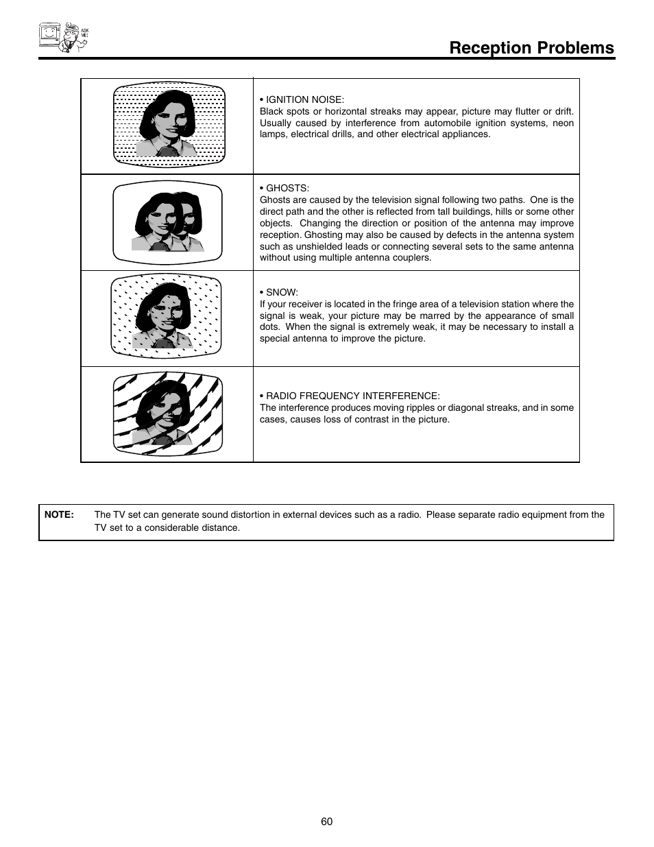 Reception problems | Hitachi 51G500S User Manual | Page 60 / 72