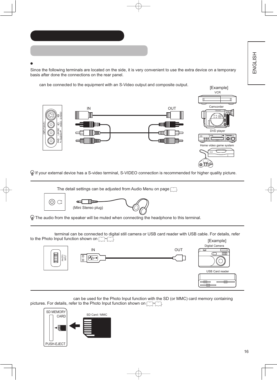 English, Terminals on side | Hitachi 37LD8800TA User Manual | Page 17 / 62