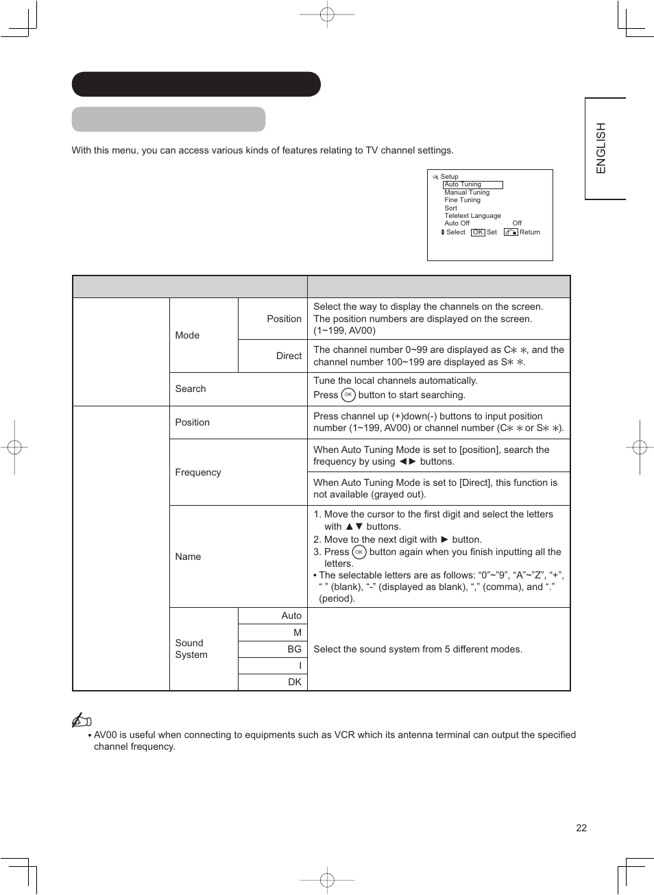 Menu operation (continued) setup menu (tv mode) | Hitachi 37LD8800TA User Manual | Page 23 / 62