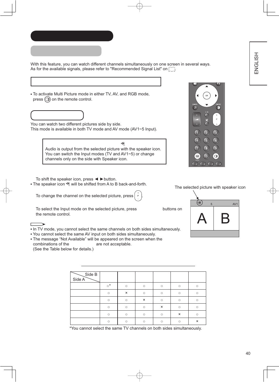 Function (continued) multi picture mode | Hitachi 37LD8800TA User Manual | Page 41 / 62