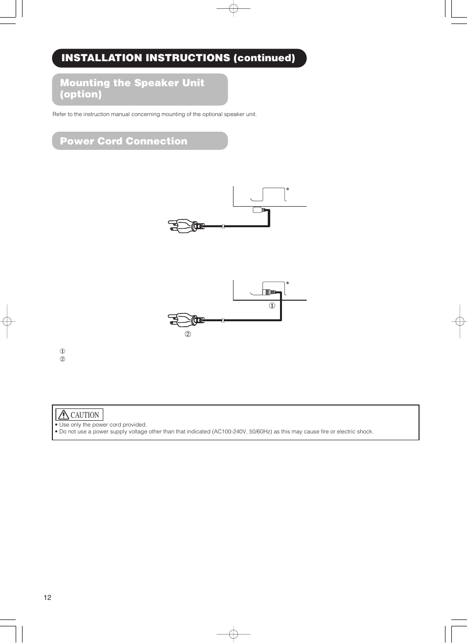 Mounting the speaker unit (option) | Hitachi 55PD5000 User Manual | Page 14 / 60