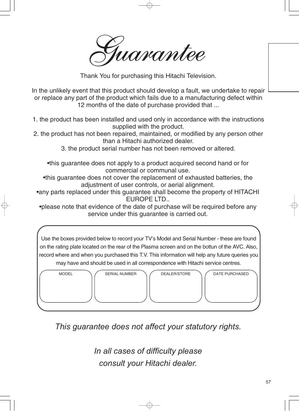 Hitachi 55PD5000 User Manual | Page 59 / 60