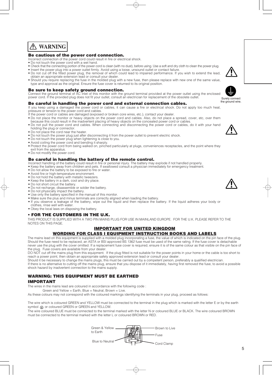 Warning, English | Hitachi 55PD5000 User Manual | Page 7 / 60