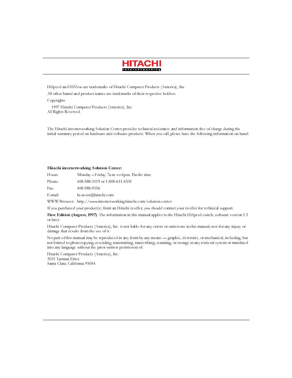 Trademarks, Technical support | Hitachi US7070447-001 User Manual | Page 2 / 98