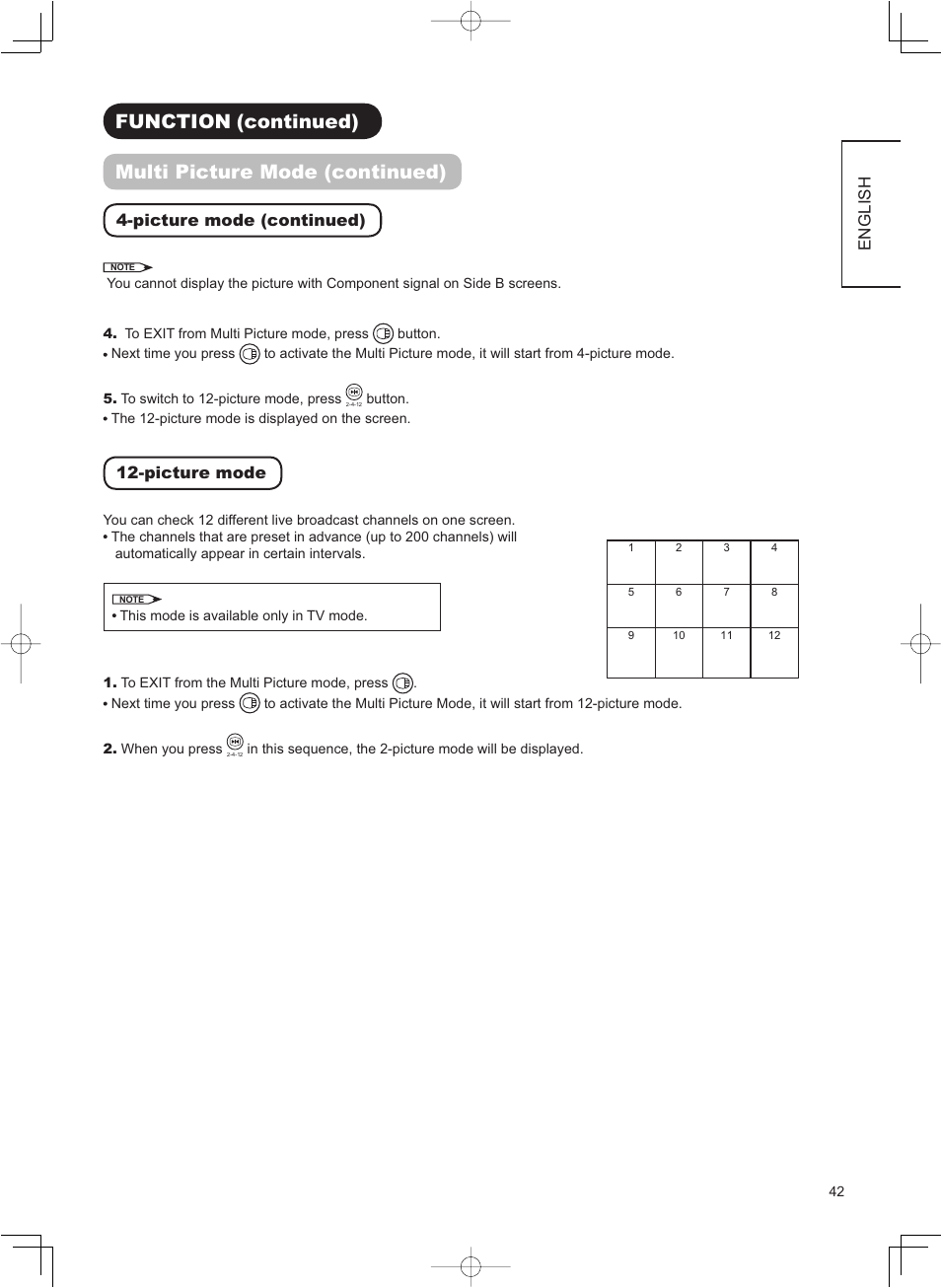 English, Picture mode (continued), Picture mode | Hitachi 32LD8800TA User Manual | Page 45 / 63