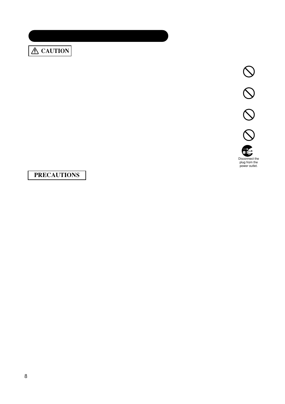 Precautions, Caution, Safety instructions(continued) | Hitachi CMP420V2 User Manual | Page 10 / 142