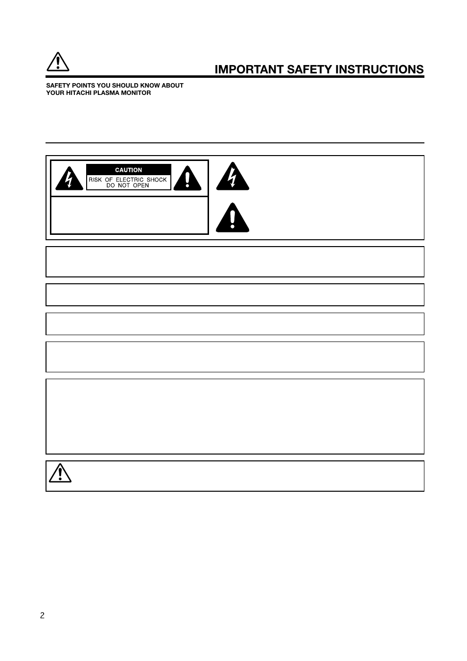 Important safety instructions | Hitachi CMP420V2 User Manual | Page 4 / 142