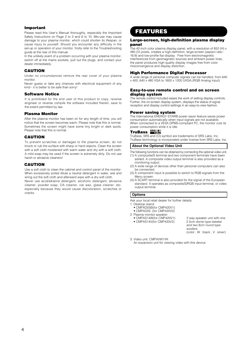 Features | Hitachi CMP420V2 User Manual | Page 6 / 142