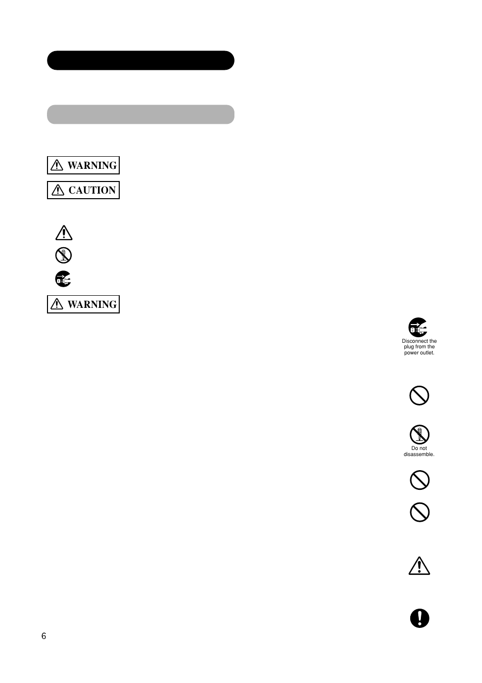 Safety instructions, Caution, Warning | About the symbols | Hitachi CMP420V2 User Manual | Page 8 / 142