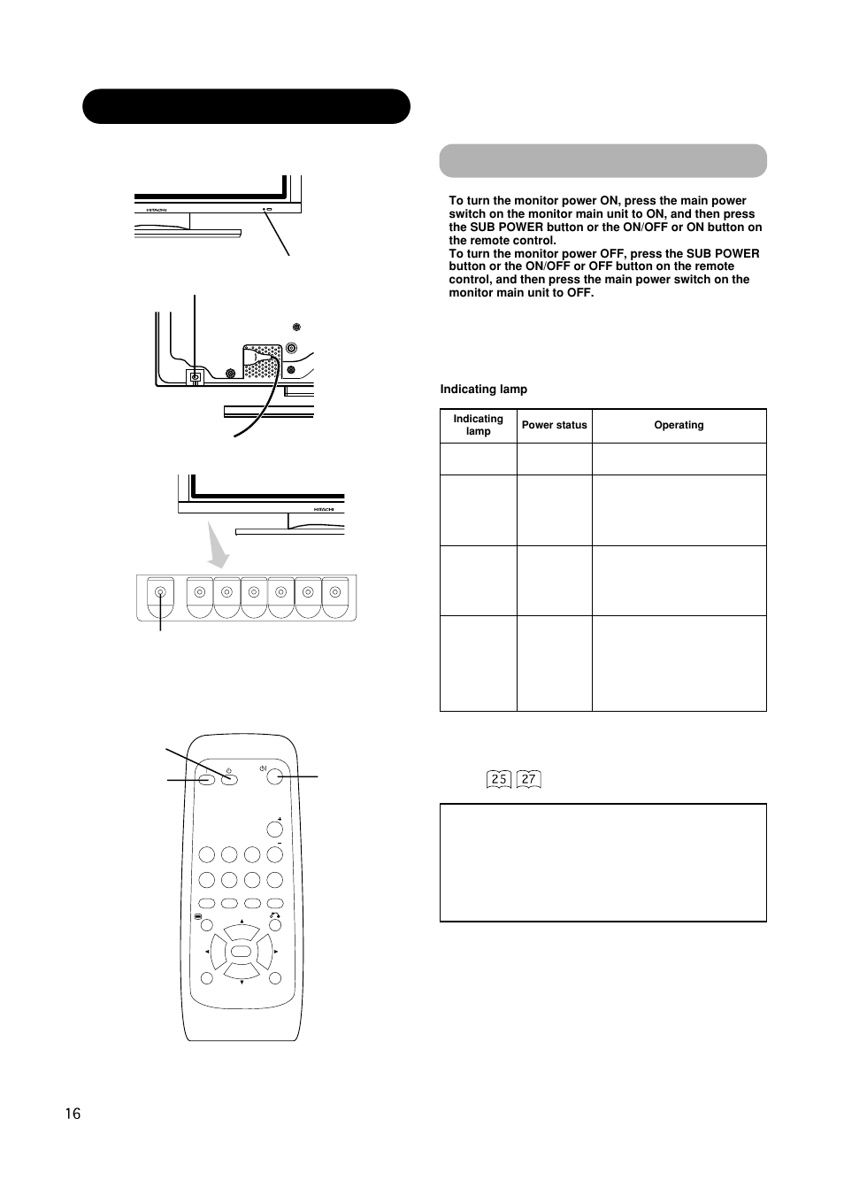Operating instructions turning power on and off, Attention | Hitachi CMP420V1 User Manual | Page 18 / 142
