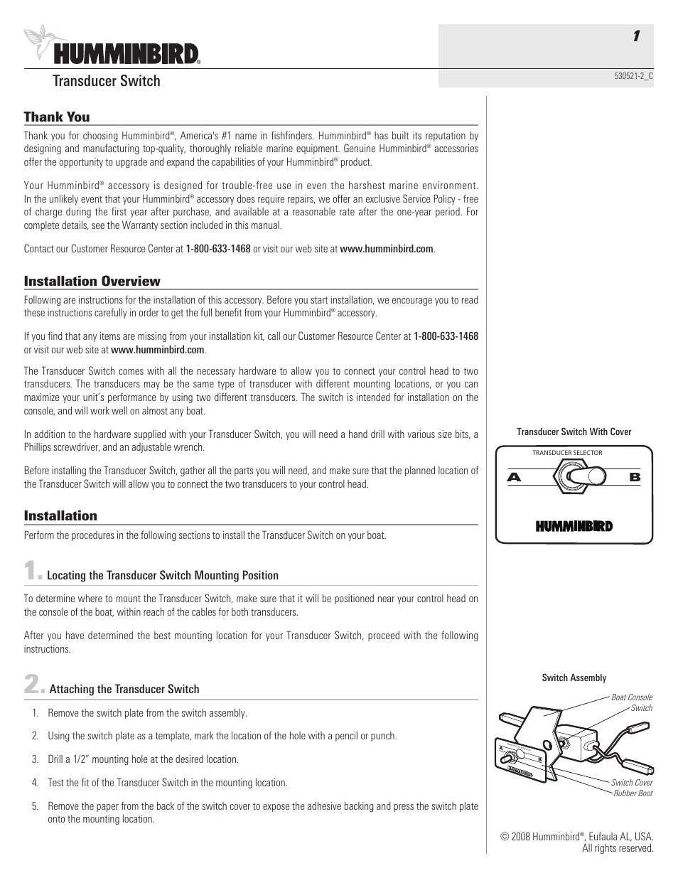 Humminbird 530521-2_C User Manual | 4 pages
