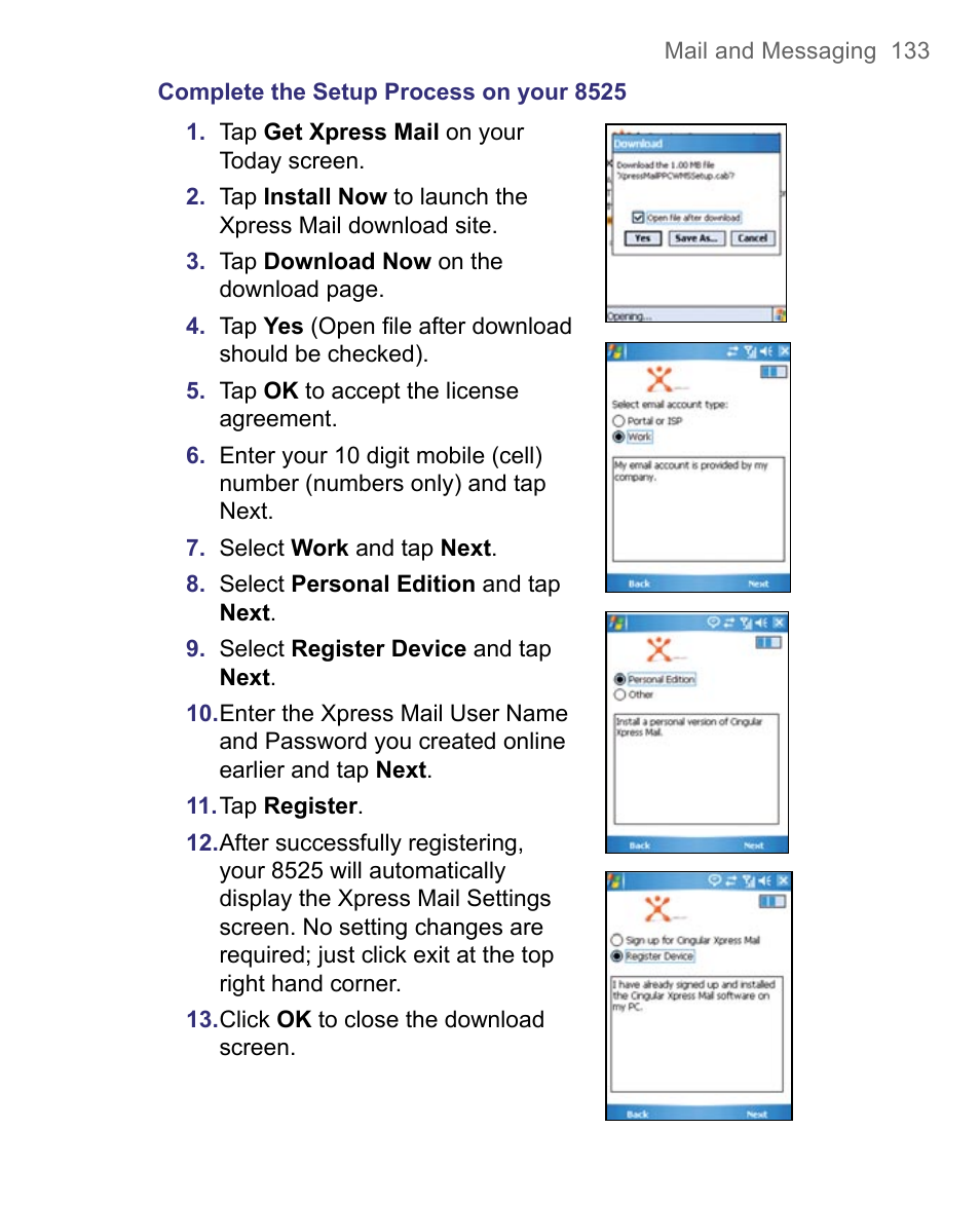 HTC 8500 User Manual | Page 133 / 212