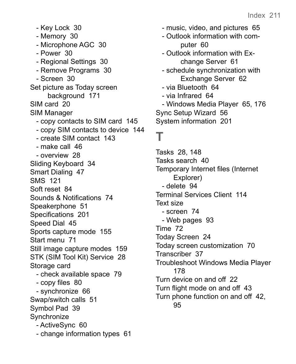 HTC 8500 User Manual | Page 211 / 212