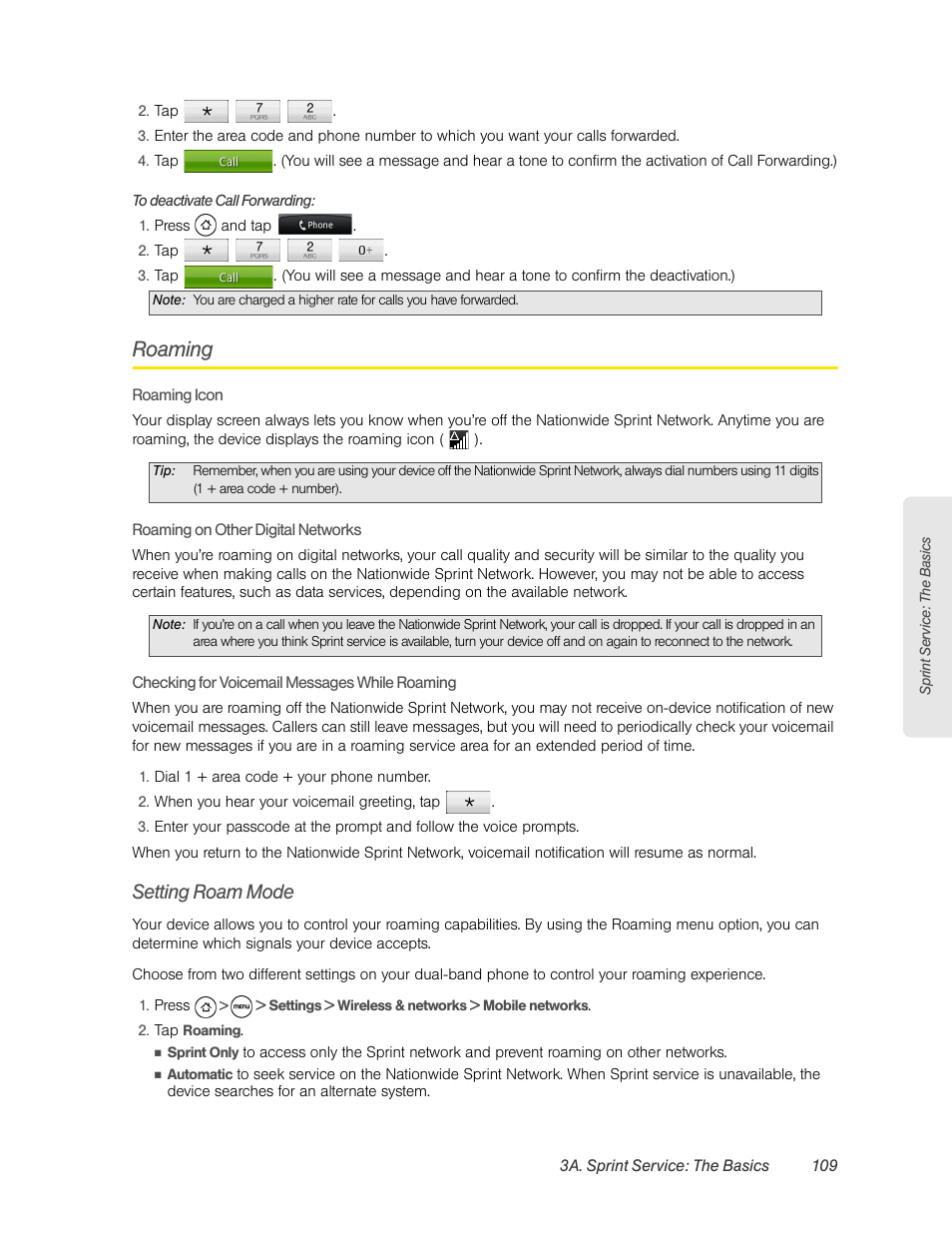 Roaming, Setting roam mode | HTC EVO 4G User Manual | Page 119 / 197