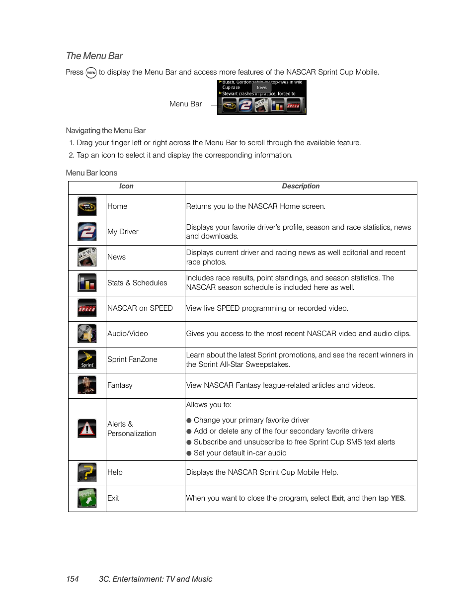 The menu bar | HTC EVO 4G User Manual | Page 164 / 197