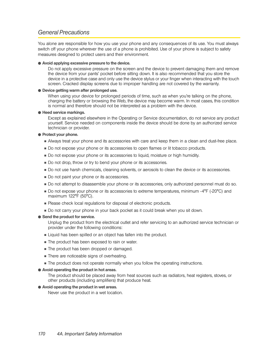 General precautions | HTC EVO 4G User Manual | Page 180 / 197