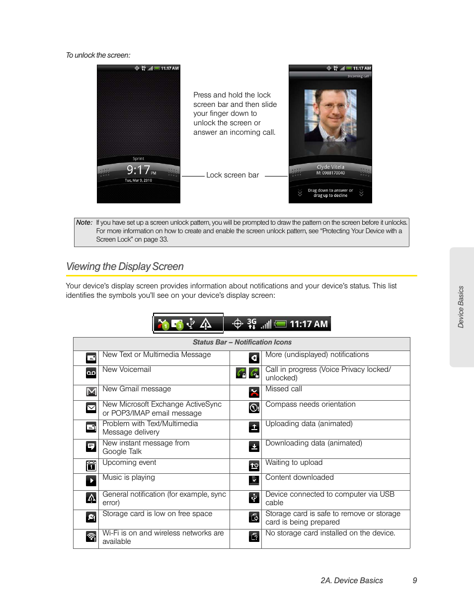 Viewing the display screen | HTC EVO 4G User Manual | Page 19 / 197