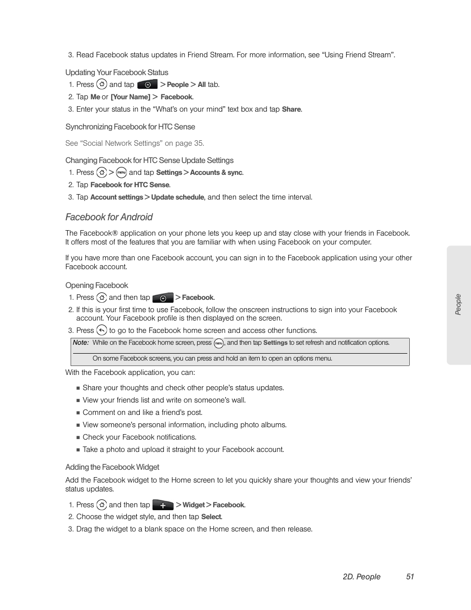 Facebook for android | HTC EVO 4G User Manual | Page 61 / 197