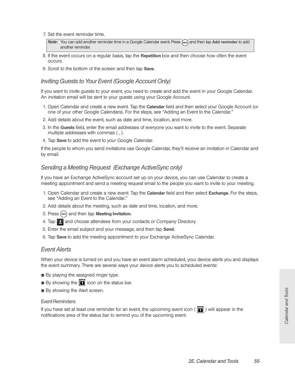 Event alerts | HTC EVO 4G User Manual | Page 65 / 197