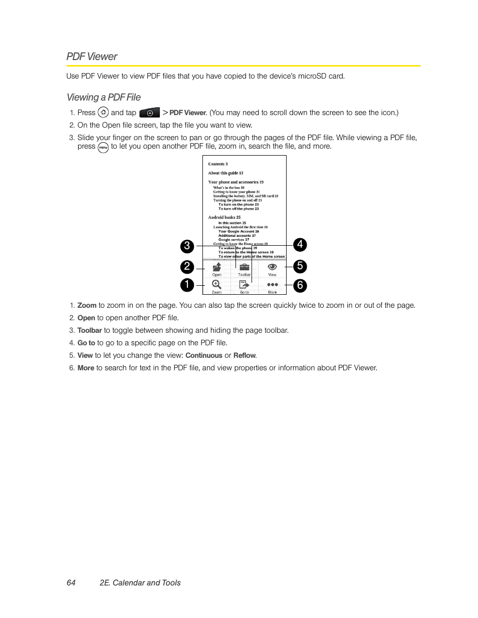 Pdf viewer, Viewing a pdf file | HTC EVO 4G User Manual | Page 74 / 197