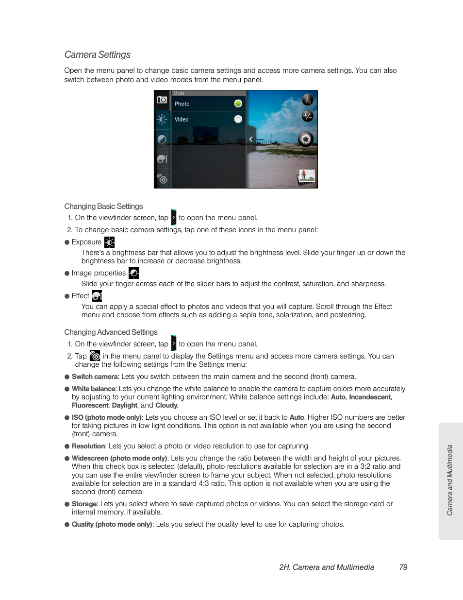 Camera settings | HTC EVO 4G User Manual | Page 89 / 197