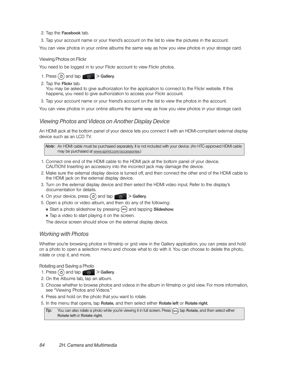 Working with photos | HTC EVO 4G User Manual | Page 94 / 197