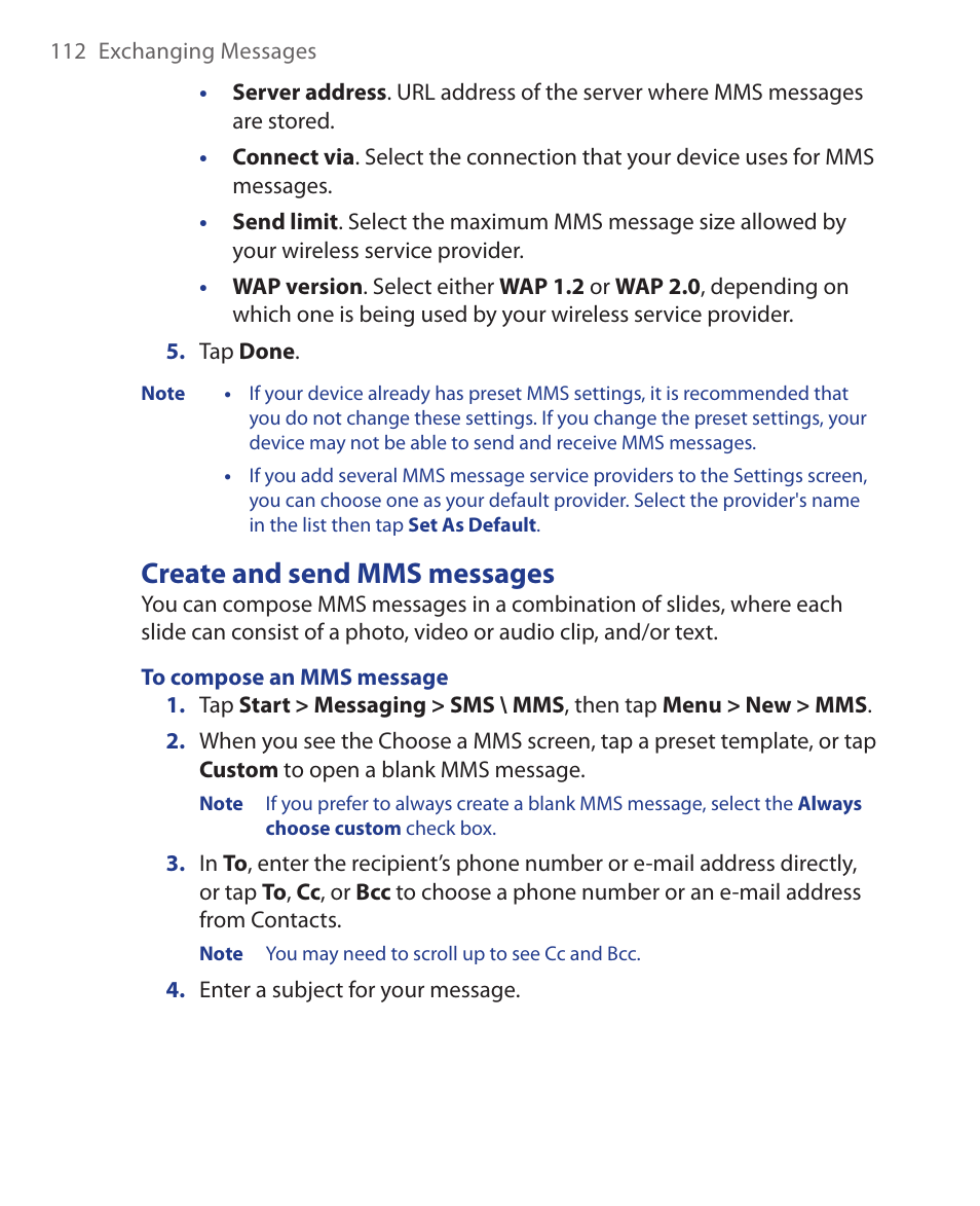 Create and send mms messages | HTC Xda orbit 2 User Manual | Page 112 / 246