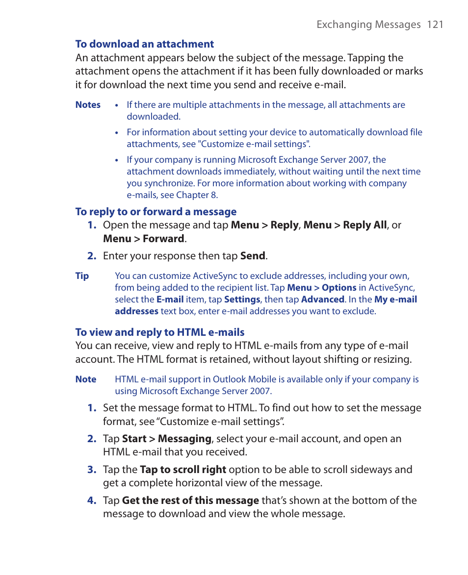 HTC Xda orbit 2 User Manual | Page 121 / 246