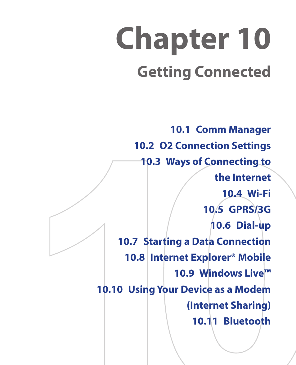 Chapter 10, Getting connected | HTC Xda orbit 2 User Manual | Page 145 / 246