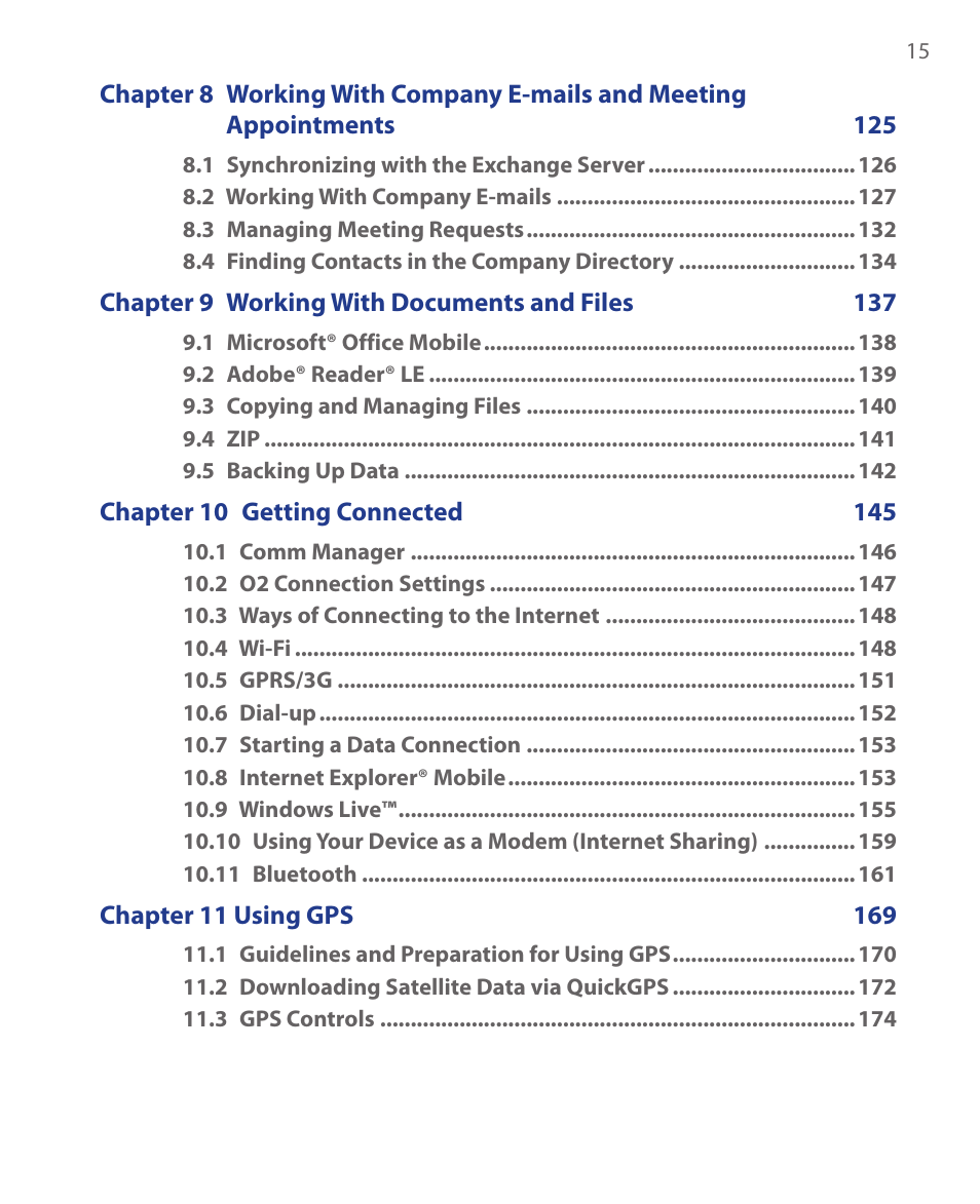 HTC Xda orbit 2 User Manual | Page 15 / 246