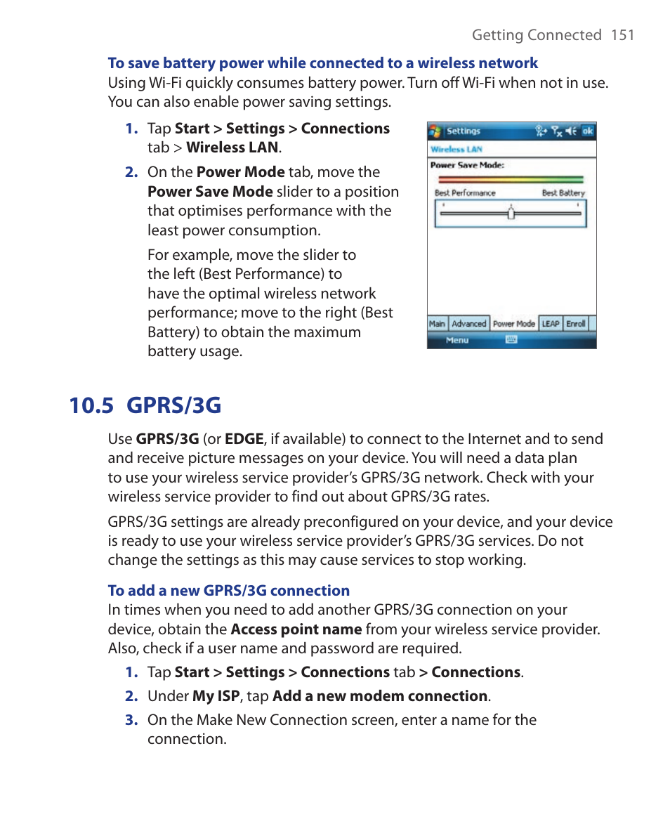 5 gprs/3g | HTC Xda orbit 2 User Manual | Page 151 / 246