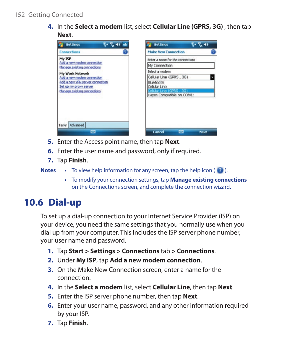 6 dial-up | HTC Xda orbit 2 User Manual | Page 152 / 246