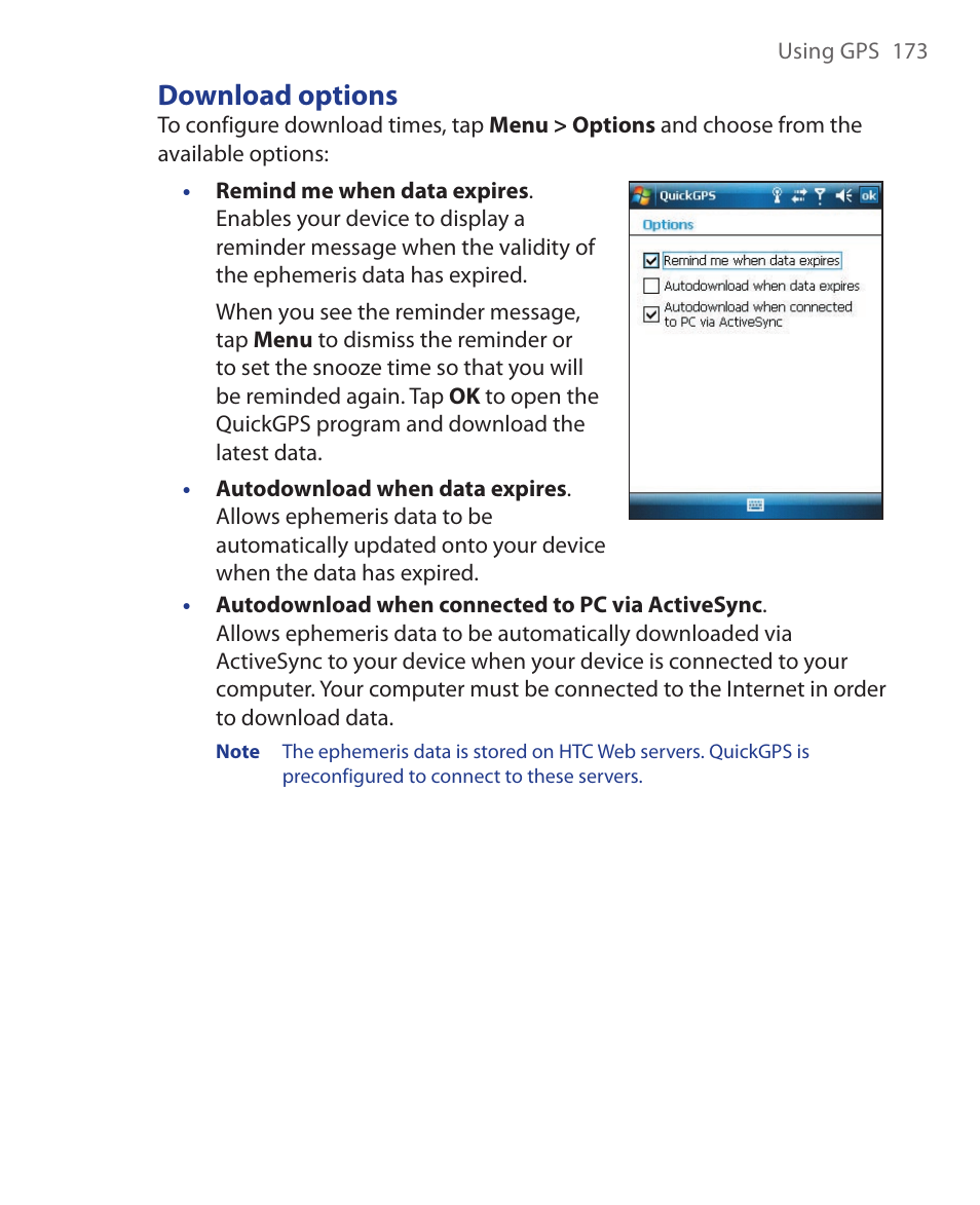 Download options | HTC Xda orbit 2 User Manual | Page 173 / 246