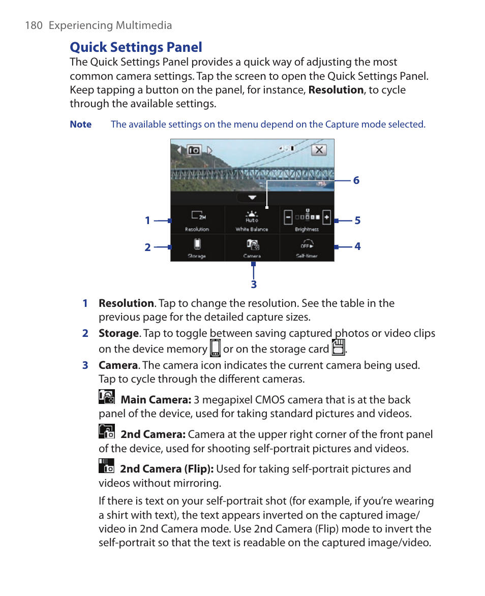 Quick settings panel | HTC Xda orbit 2 User Manual | Page 180 / 246